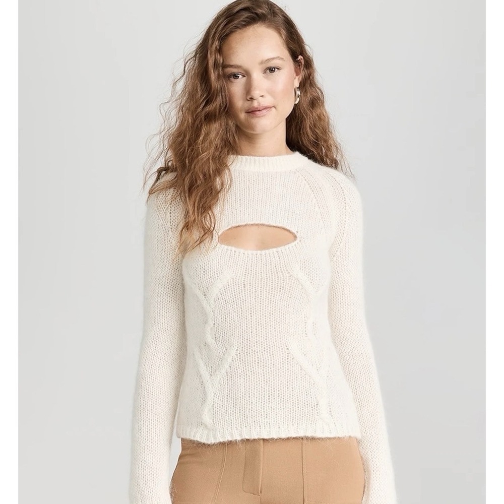 Gimaguas Ori Cutout Sweater Jumper Size Small White Cable Knit Alpaca Blend